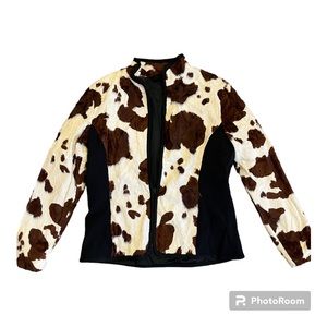 Bogner Cow Print Ski Jacket in Brown and Cream